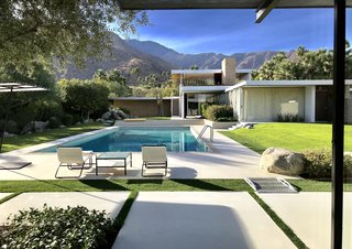 The vantage point of the famed "poolside gossip" photo that made Richard Neutra's Kaufmann House so well-known.