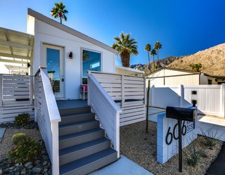 Each unit at Palm Canyon Mobile Club features decks, carports, and fenced-in yards.
