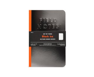 A shiny, embossed, PUR-bound set of 3 Field Notes books.
