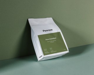 Soothing green tones accent this single-origin Peruvian coffee from Penrose.
