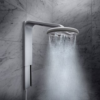 A high-end shower head, like the Nebia Shower System, transforms routine into a spa-worthy experience. 