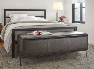 6 Ways to Declutter and Free Up Space in Your Bedroom - Photo 5 of 8 - Paxton storage ottoman in Portofino smoke leather from Room & Board
