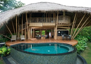 Located on the 17-hectare Cempedak, a private island off the east coast of Bintan, the beach and sea view villas here are constructed with local "alang alang" grass roofs and handcrafted bamboo to promote natural ventilation. 