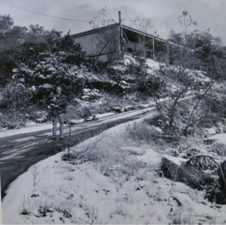 Ever Wanted to Stay in a Midcentury House Designed by Pierre Koenig? - Photo 3 of 18 - Edwin Scott and his son Mike in front of the Scott House in 1956.