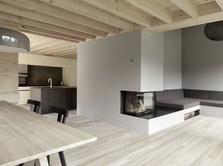 A fireplace in the living lounge