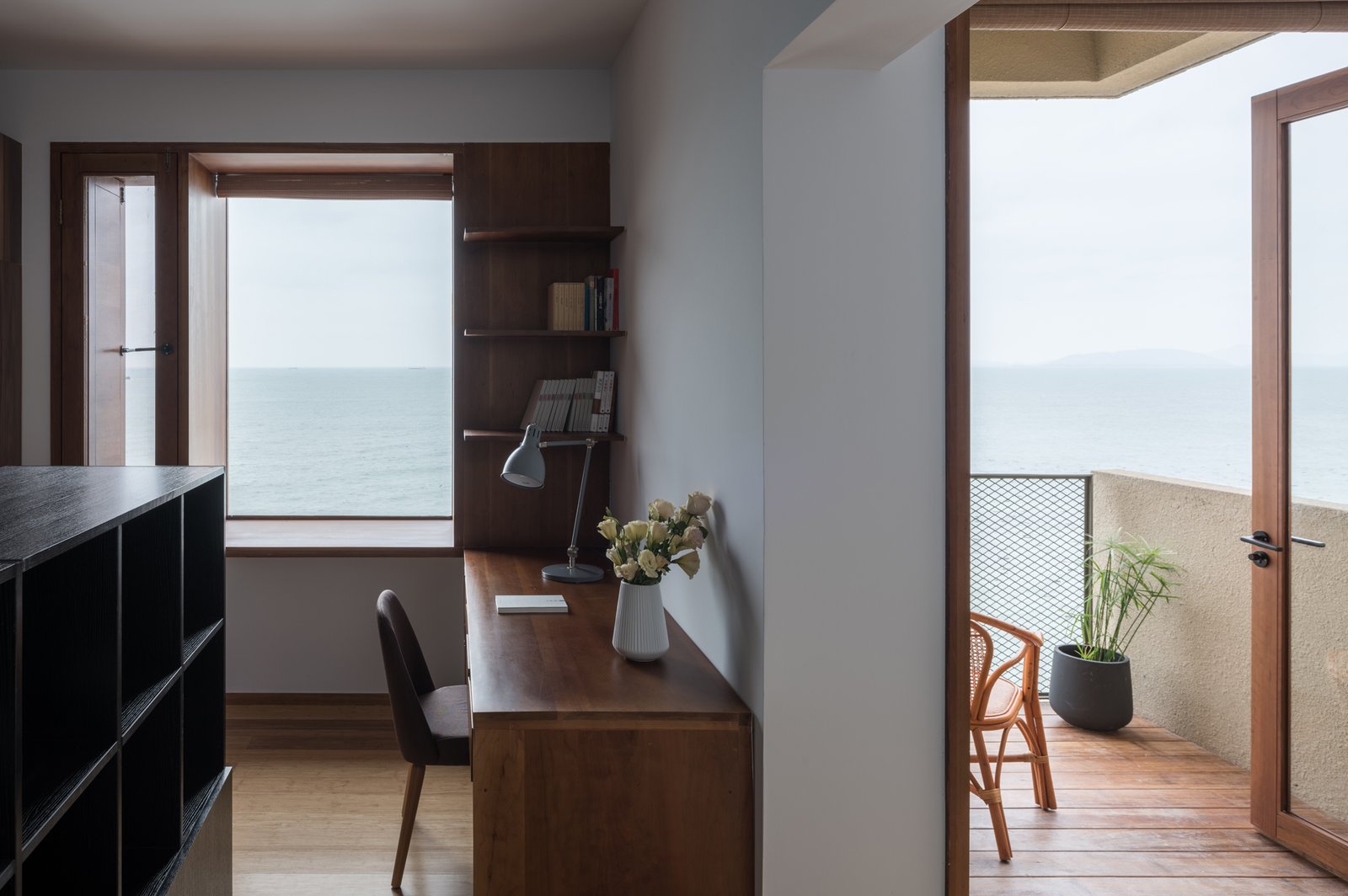 The study room and balcony on the second floor.