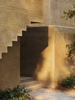 A saw-toothed, hollowed out section on the exterior wall