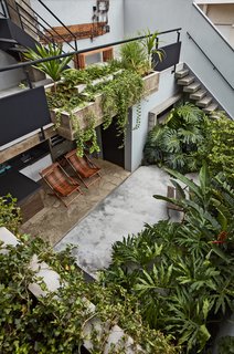 This Slender Concrete Home in Brazil Feels Like an Urban Jungle - Photo 5 of 13 - An outdoor kitchen in the lush, backyard garden aids in entertaining.