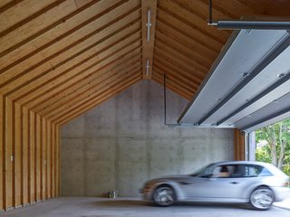 Here you can see the garage behind the concrete wall.