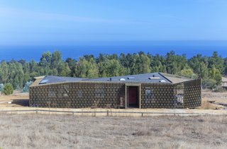 A view of the entire "almost cube" house.