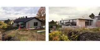 The Moelven modular prefab, before and after renovation.