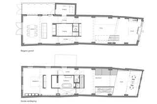 A 19th-Century Dutch Workshop Is Now a Stunning, Spacious Loft - Photo 13 of 13 - The floor plan for both the ground and upper level.