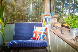 Details such as the Union Jack cushion give the interior a cool, vintage-inspired British vibe.