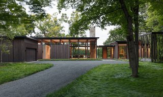 Plenty of natural light is brought into the home thanks to the high glazed walls.
