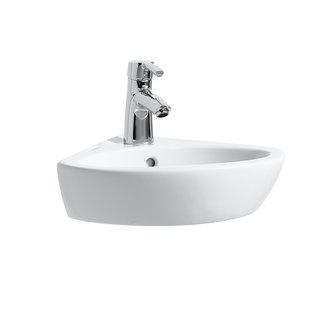 7 Stylish Bathroom Sinks That Can Fit in Even the Tiniest of Spaces - Photo 4 of 8 - Put bathroom corners to good use with a wall mounted or pedestal corner sink/vanity. 
