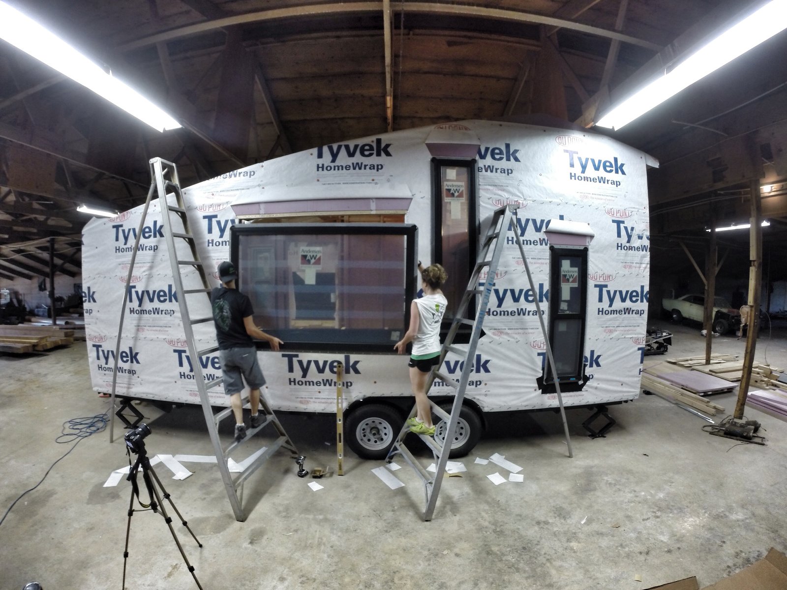 With DOT regulations keeping their maximum exterior width to eight-feet andsix inches, they oriented the siding corrugations vertically to create an integrated rain screen system that allows for drainage and evaporation without the added width of furring strips.