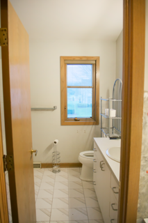 A look at the bathroom entrance before the renovation.