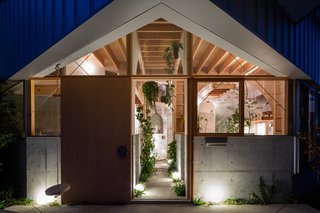 The entrance area is designed to echo an outdoor alleyway.