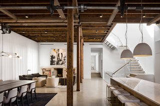 A former factory for Alexander Thomson & Sons Pattern Makers—a company that made wooden forms which were then cast in metal for propellers—this old building now has a new second floor and an excavated cellar, which has increased its floor space from 3,500 square feet to a whooping 8,500 square feet. 