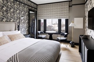 Oak floors provide the guest rooms with a rich, warm feel.