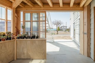 Sunlight floods the interiors through the greenhouse volume.