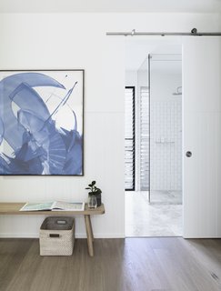 A peek at the glass-encased shower stall.