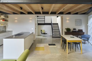 The new kitchen-living area is spanned by a 25-foot steel beam.