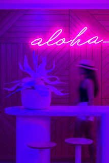 "Our design aim for Shoreline was to create a colorful and unique experience for the millennial-minded traveler," says Mazzarini. "‘Nature meets neon’ throughout, blending the natural beauty of Hawaii's flora and wildlife with all the colors of an ‘eternal sunset.’ We've designed Shoreline to be the backdrop to an already exciting getaway, and for guests and the community to share memories of their visit."