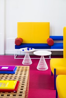 Bright, bold colors infuse the lobby.