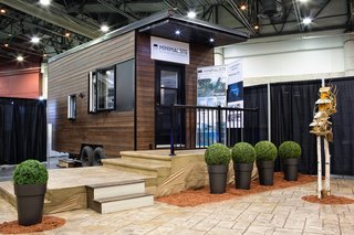 This is the very first Minimaliste tiny house. At 220 square feet, the model is characterized by its sleek roofline. 