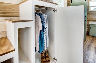 Under the steps are built-in storage spaces. 