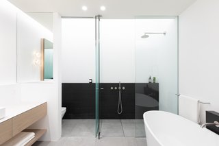 The plumbing fixtures in the bathrooms are from Blu Bathworks.