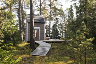 While Falck built most of the tiny home himself, he hired a local carpenter to build the window frame and door. 