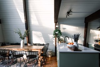 The new kitchen and dining area enjoys lots of natural light.