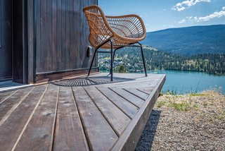 The outdoor deck can be folded and stowed away when not in use.