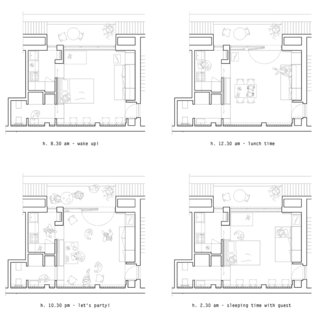 The floor plan can adapt to different occasions and times of the day.