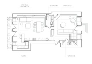 Lower floor plan drawing.