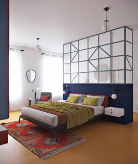 A look at the second zone of the home, which contains a custom-designed bed.