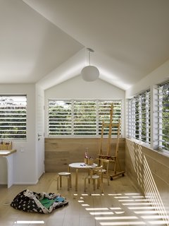 An airy, sun-drenched playroom.