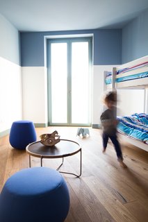The children's bedroom with bunk beds.