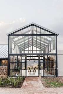 In winter, the conservatory is configured to enable solar gain while keeping cold air out. 