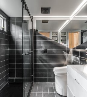 The owner sought an elegant toilet solution, so the team opted for a Cinderella incinerator toilet—a product Latimer refers to as the "Rolls Royce of non-flushable toilets."