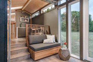 The furniture, the hand rail, the ladder, the HVAC box, and the sofa/bed combo are made of walnut.