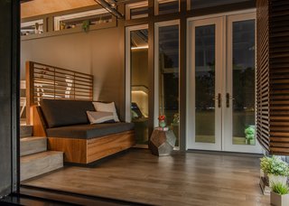 Many of the furnishings were custom designed and built by New Frontier Tiny Homes.