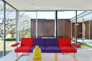 The interior is awash in Mondrian-like color blocking.