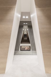 A contemporary fireplace.