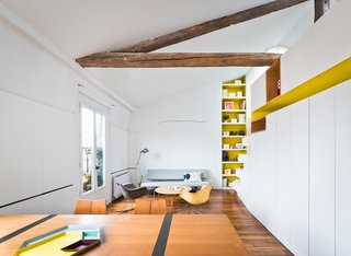 A BR02.7 sofa by Martin Visser is slim and functional, and Maya cushion from Ferm Living continue the graphic motif.