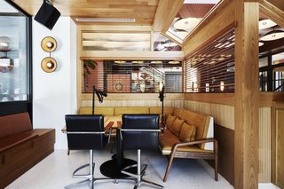 The radio station feels almost like a contemporary cabin. 