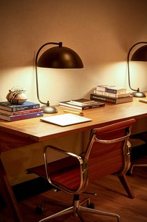 The majority of the decorative light fixtures were custom designed by Parts and Labor Design and fabricated overseas.