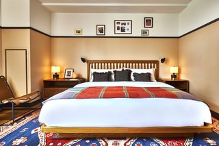 The hotel's lighting design blends custom pieces with lamps from L’Observatoire International.